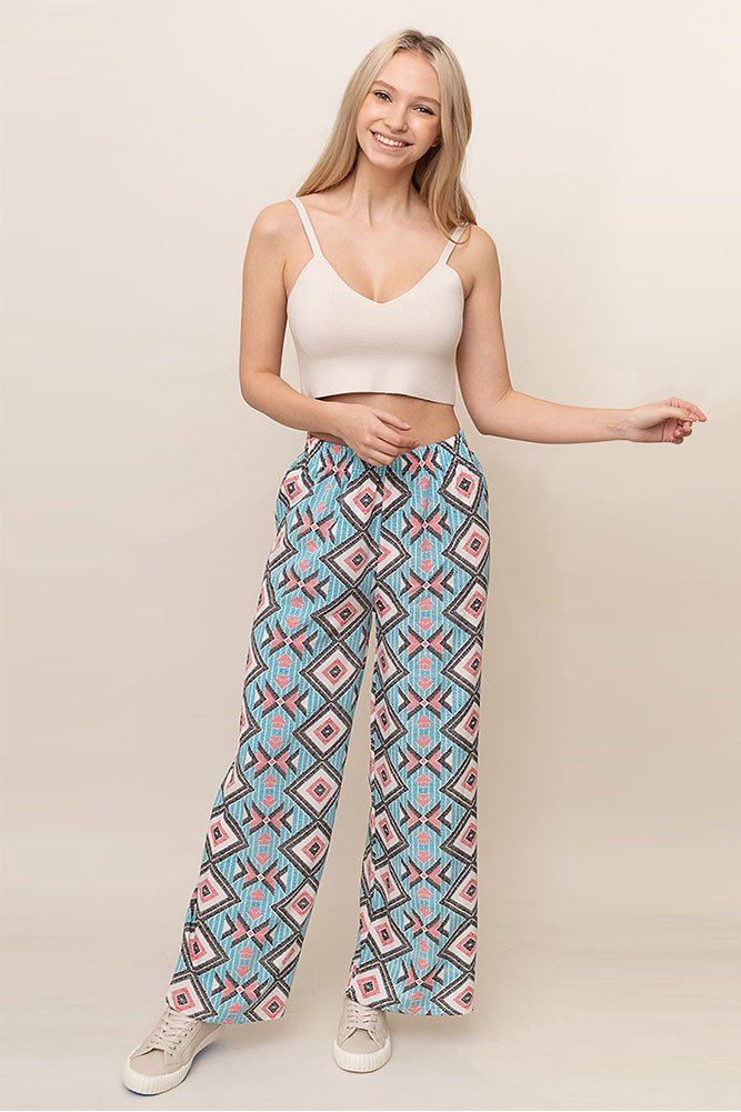 Women's Geometric Pattern Pants in Blue by BURACQ