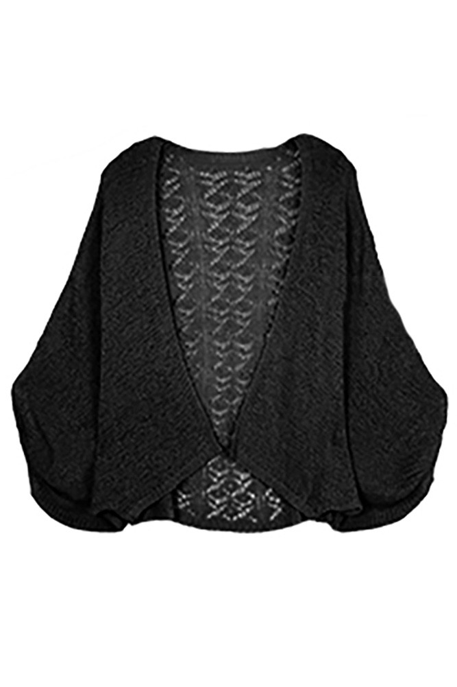 Women's Crochet Cardigan with Lace Back in Black by BURACQ