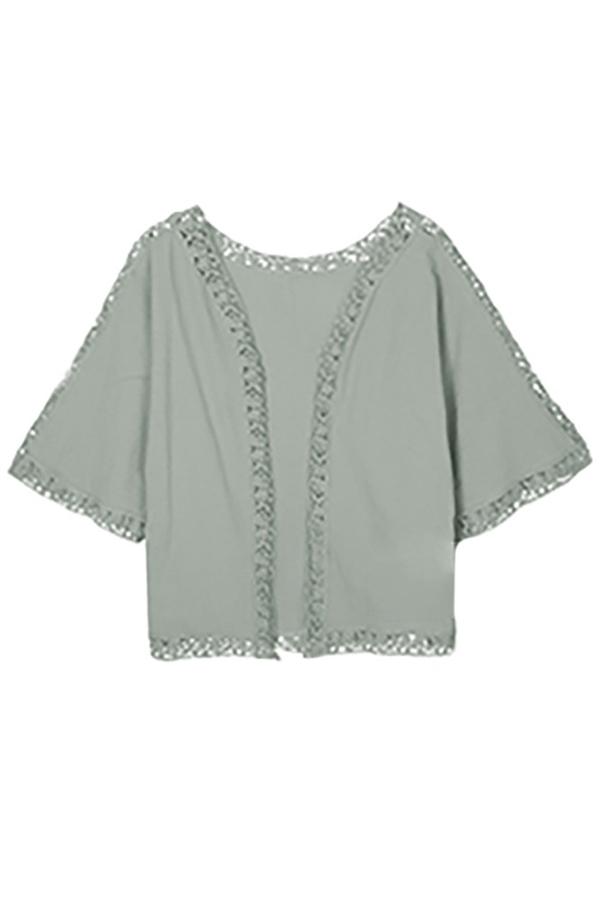 Women's Crochet Trimmed Kimono in Mint by BURACQ