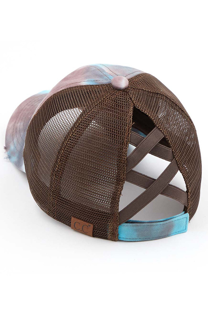 Women's Tie Dye Criss-Cross Mesh Ponytail Cap — cap photo 8