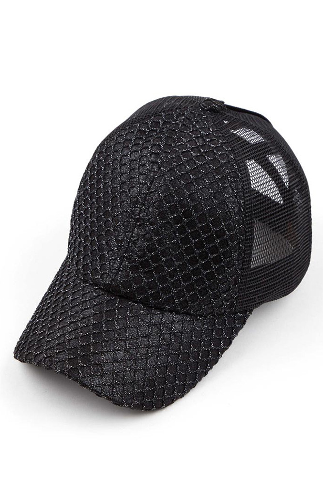 Women's Glitter Nets Criss-Cross Ponytail Cap — cap photo 8