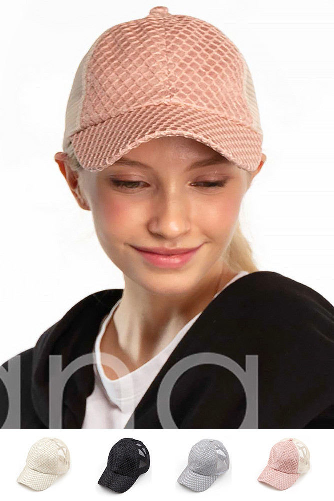 Women's Glitter Nets Criss-Cross Ponytail Cap — cap photo 2