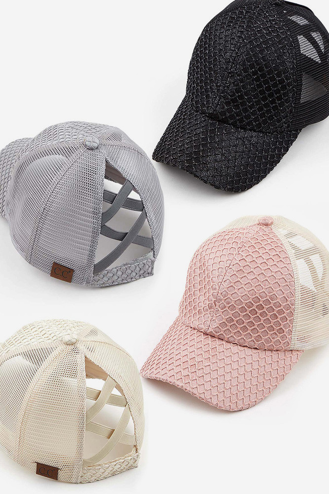 Women's Glitter Nets Criss-Cross Ponytail Cap by BURACQ