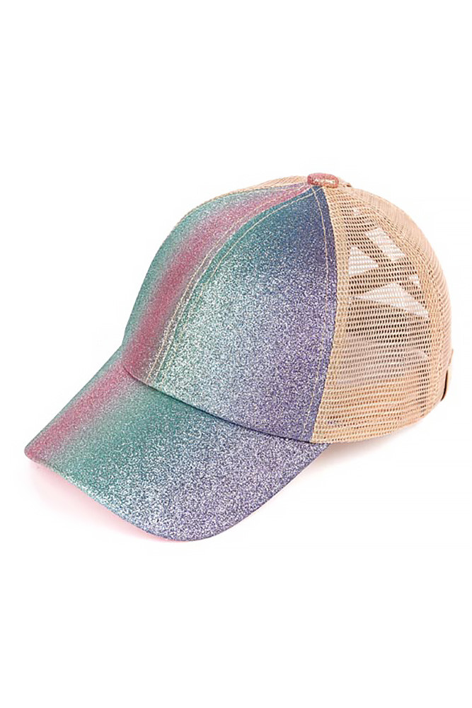 Kids Ombre Glitter Criss-Cross Ponytail Cap — cap photo 6