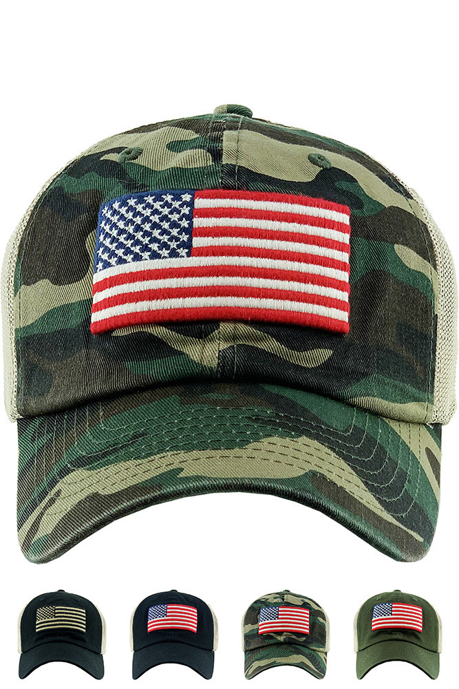 Women's American Flag Vintage Baseball Cap by BURACQ