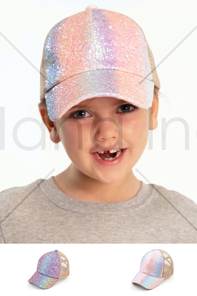 Kids Glitter Ponytail Baseball Cap by BURACQ