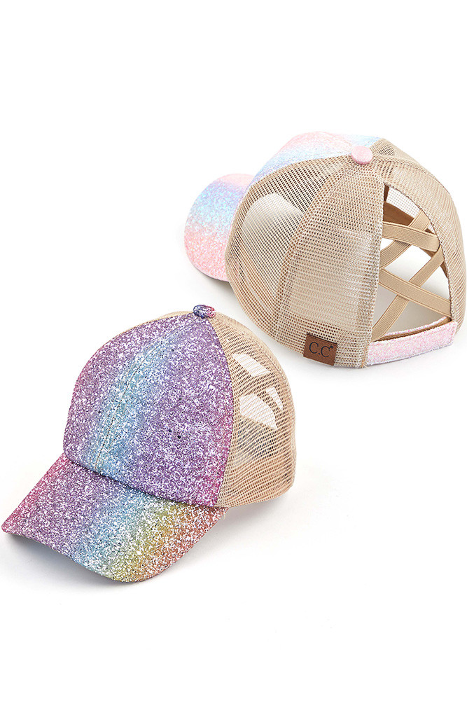 Women's Glitter Mesh Ponytail Baseball Cap by BURACQ