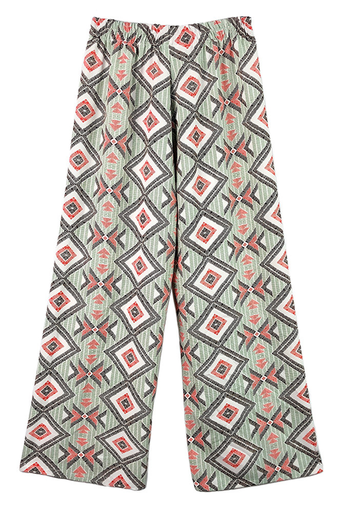 Women's Geometric Pattern Pants in Green