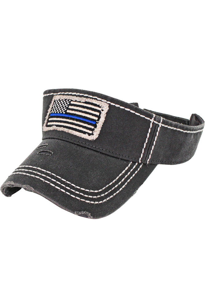 Women's Blue Line Flag Vintage American Flag Sun Visor — visor photo 3