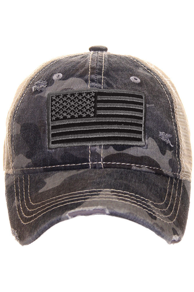 Women's American Flag Baseball Cap in Grey