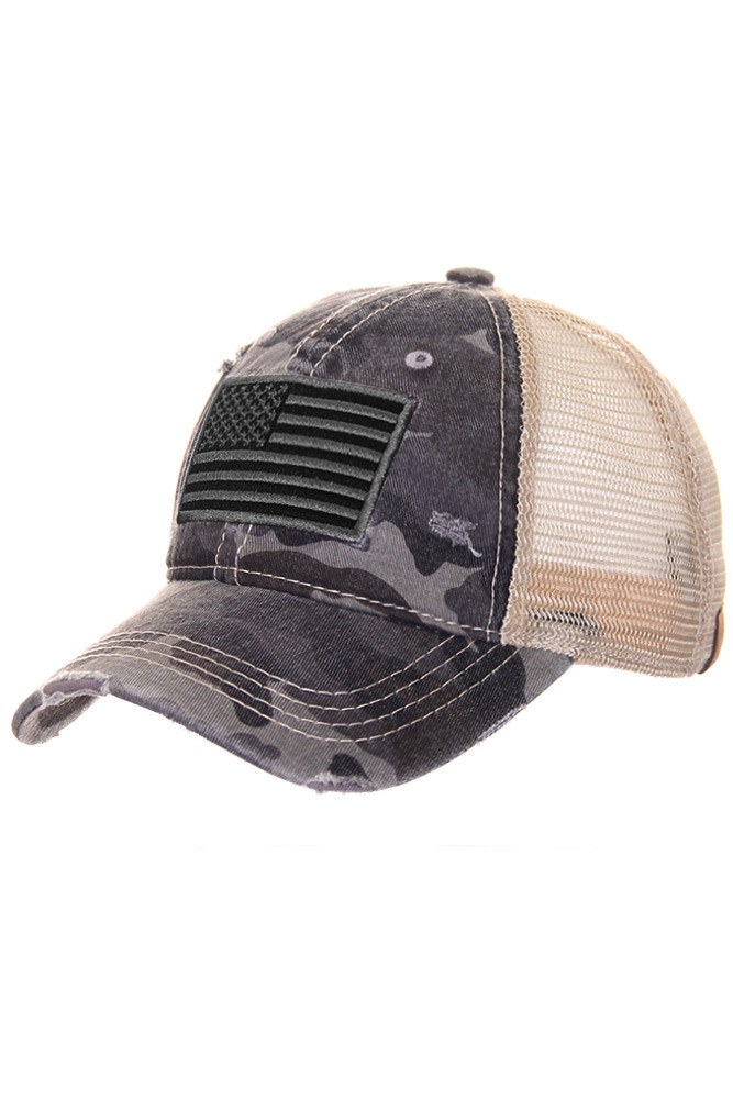 Women's American Flag Baseball Cap in Grey