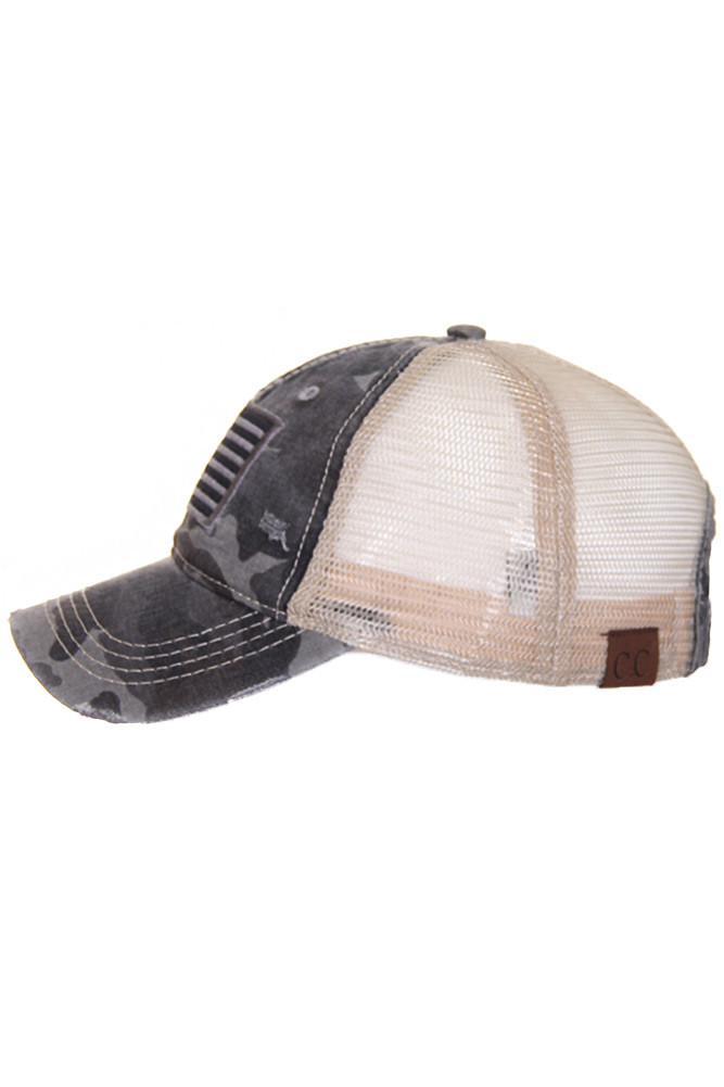 Women's American Flag Baseball Cap in Grey