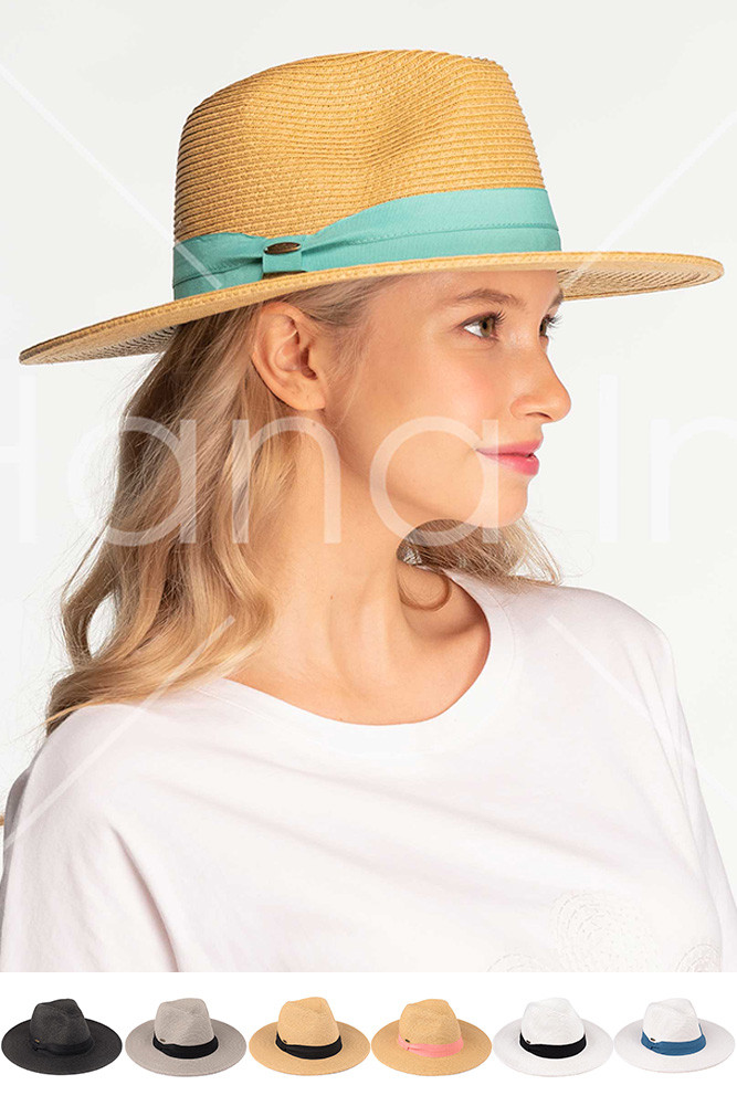Women's Straw Panama Hat with Color Band — Panama hat photo 3