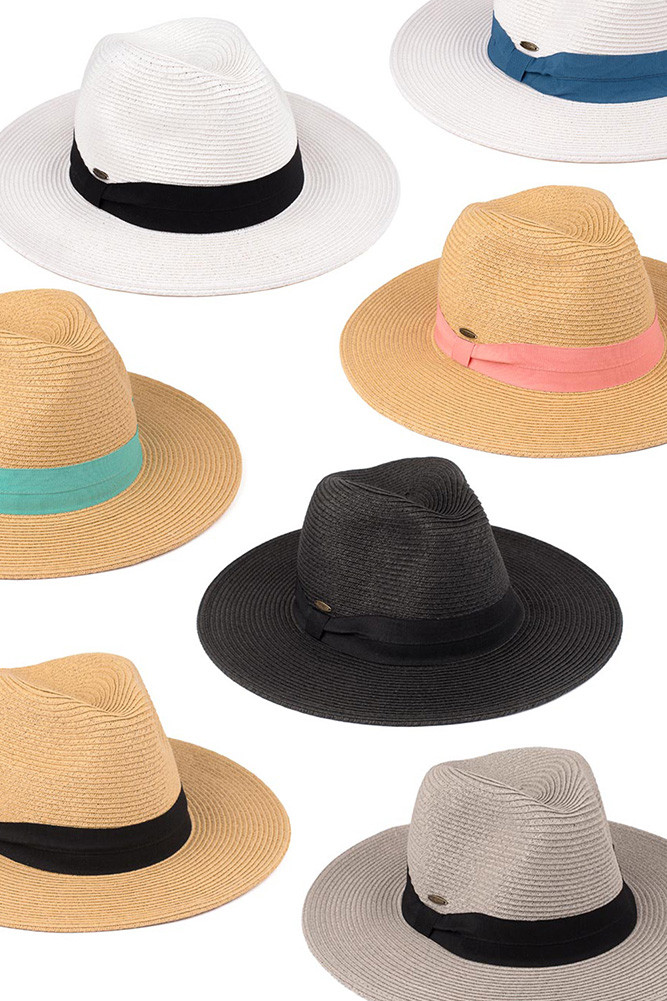 Women's Straw Panama Hat with Color Band by BURACQ