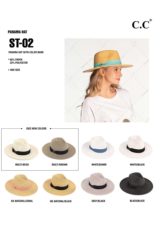 Women's Straw Panama Hat with Color Band — Panama hat photo 2