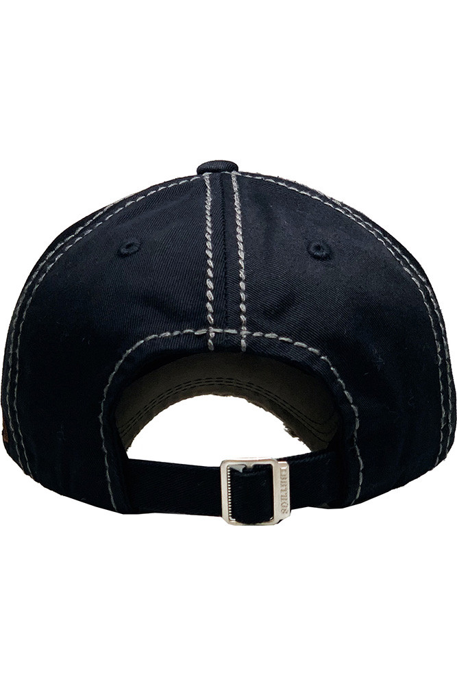 Women's Military Rank Vintage Baseball Cap in Black