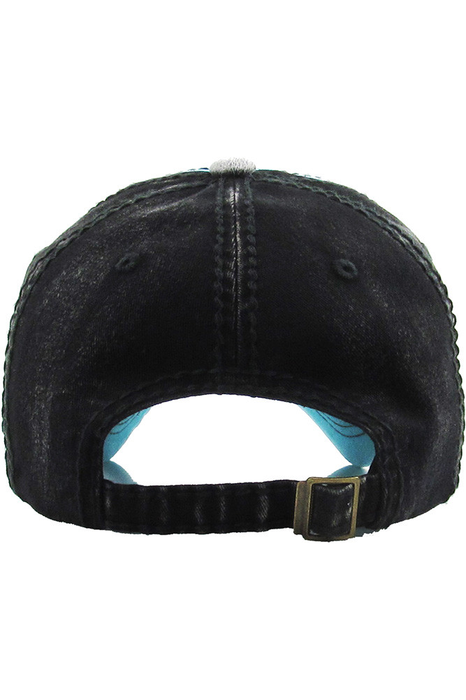 Women's California Republic Vintage Baseball Cap in Aqua-black
