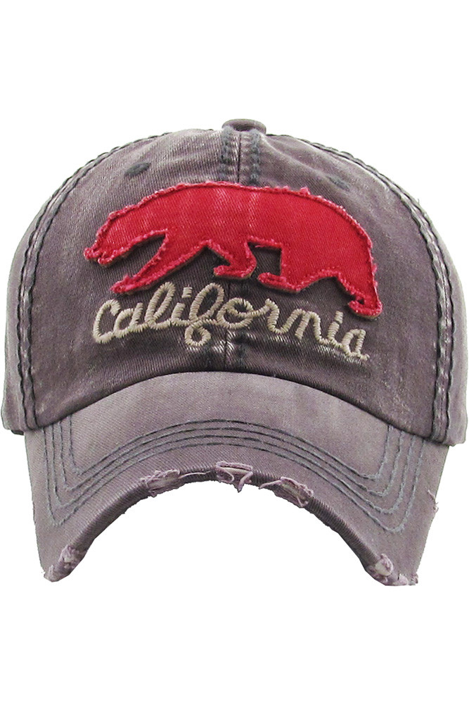 Women's California Bear Vintage Baseball Cap in Dark Gray