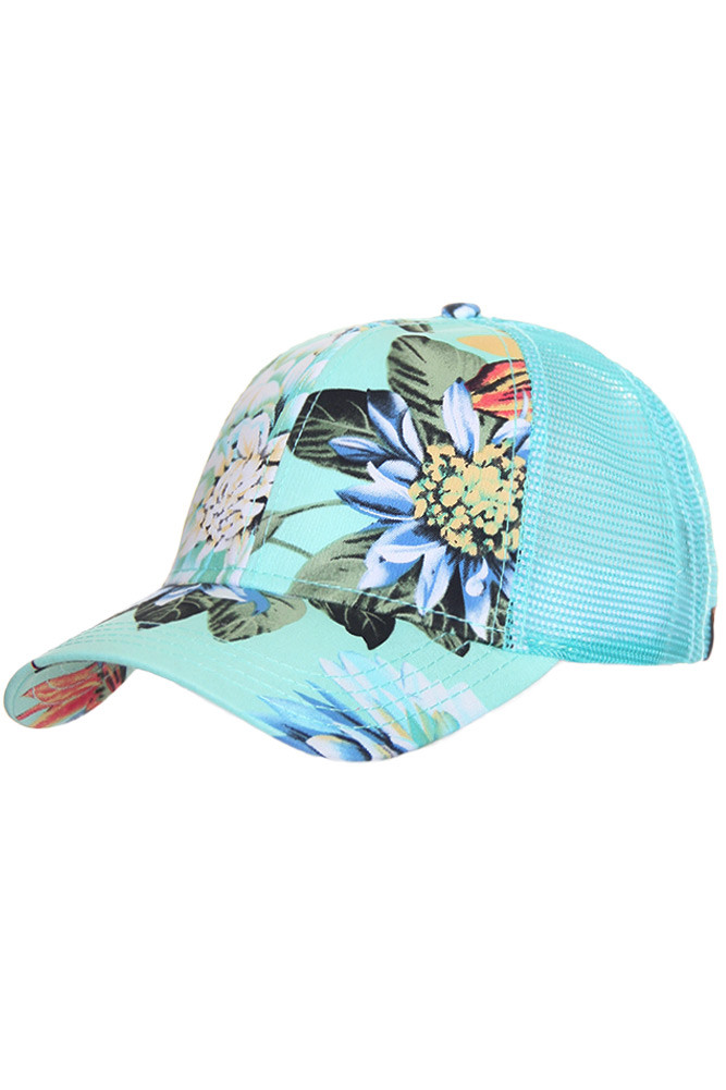 Women's Floral Baseball Cap in Mint