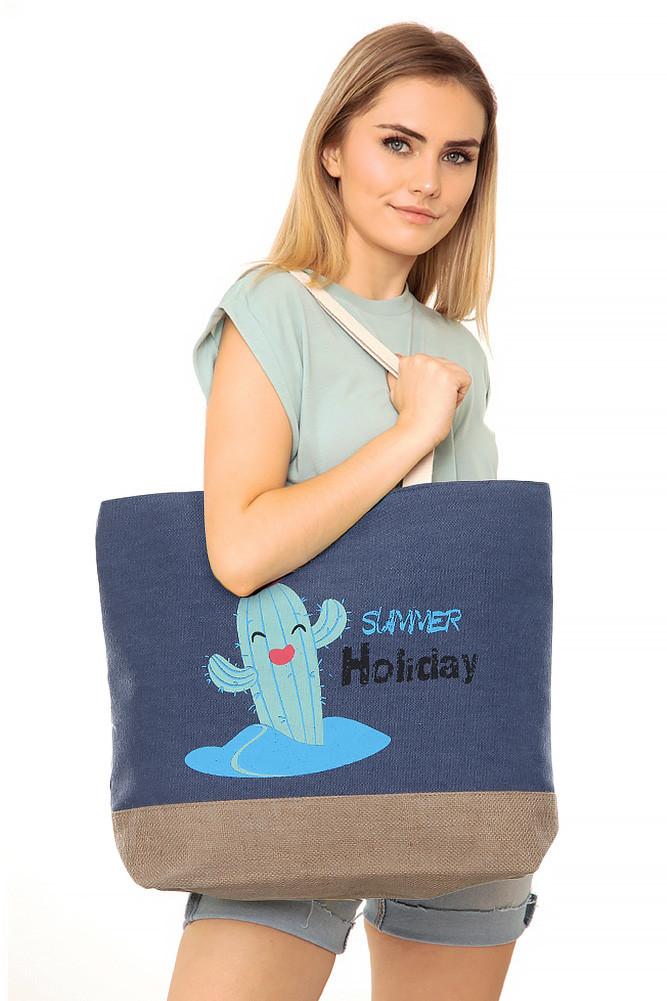 Women's Cactus Beach Bag in Blue by BURACQ