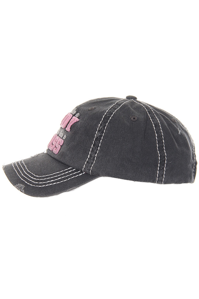 Lady Boss Washed Vintage Baseball Cap in Black