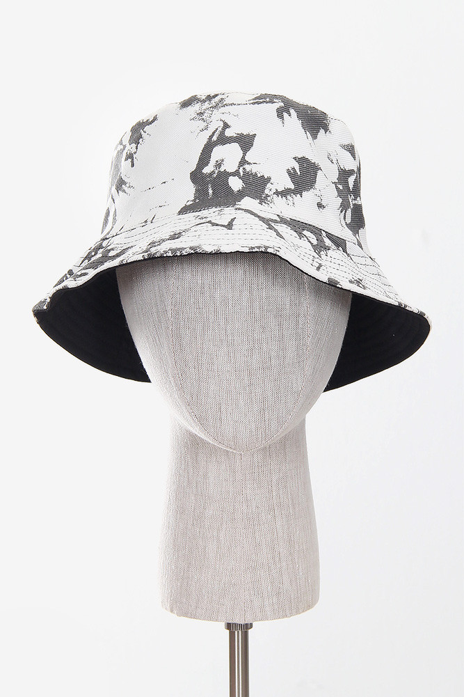 Women's Tie Dye Reversible Bucket Hat in Black
