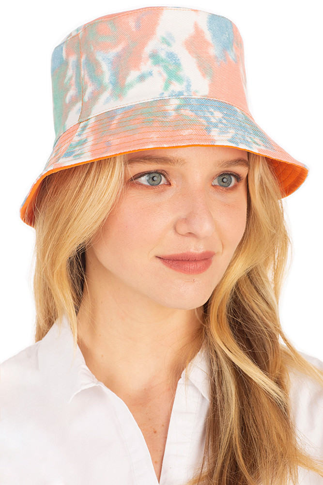 Women's Tie Dye Reversible Bucket Hat in Orange by BURACQ