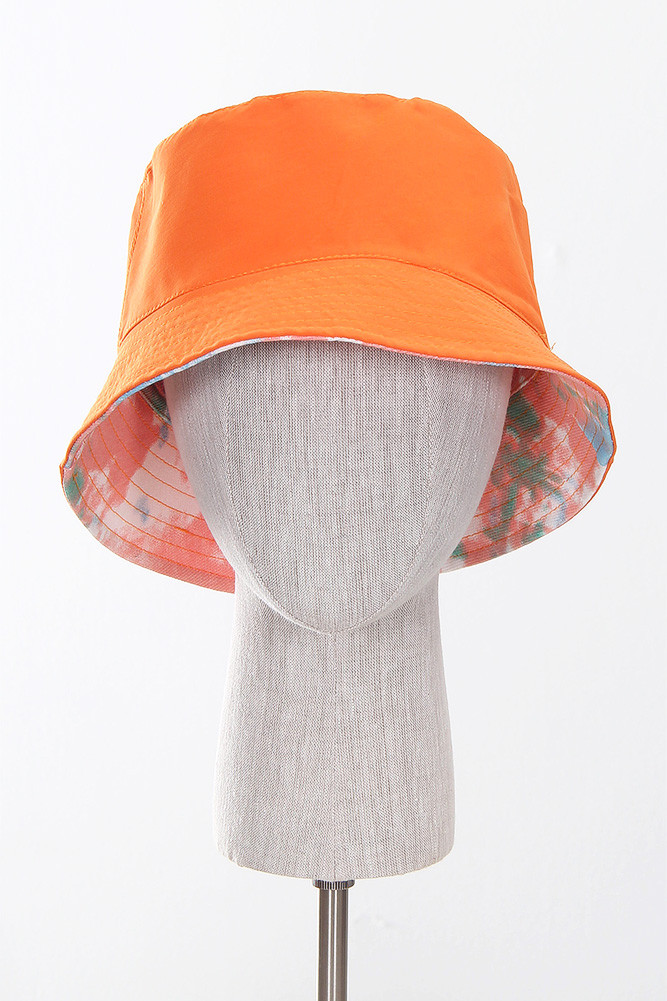 Women's Tie Dye Reversible Bucket Hat in Orange