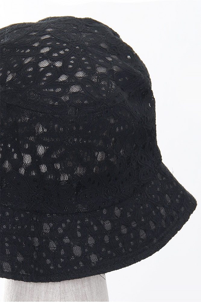 Women's Floral Lace Bucket Hat in Black