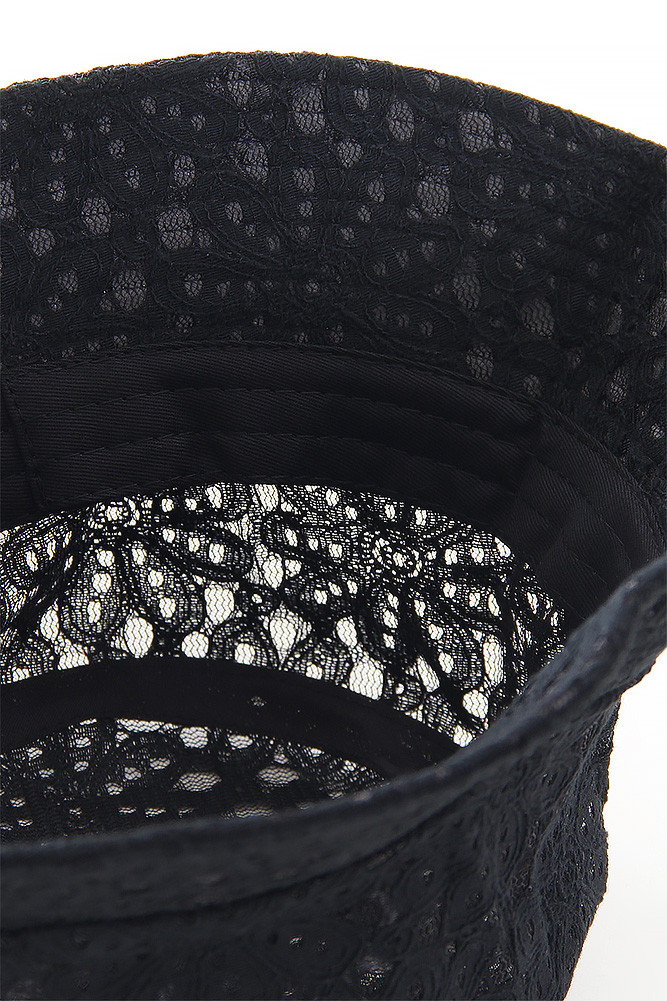 Women's Floral Lace Bucket Hat in Black