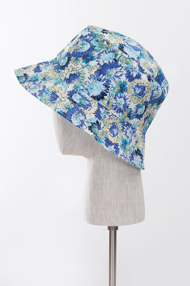 Women's Floral Reversible Rain Bucket Hat in Blue
