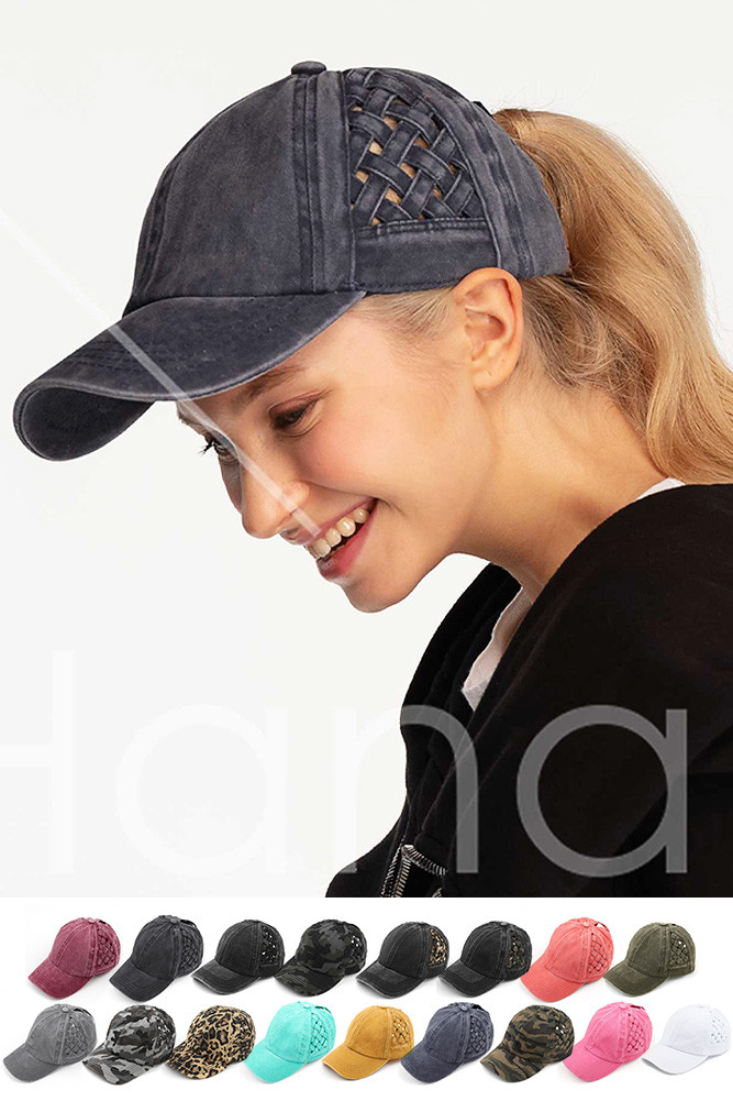 Women's Weavon Basket Criss-Cross Ponytail Cap — cap photo 2