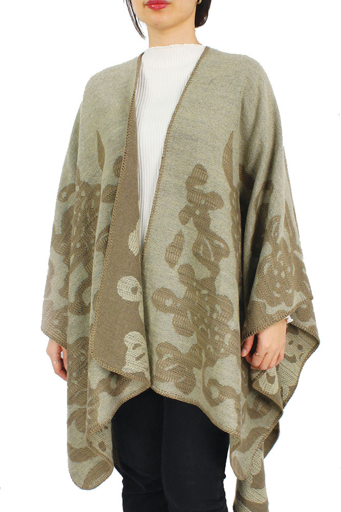 Women's Floral Print Cape in Taupe