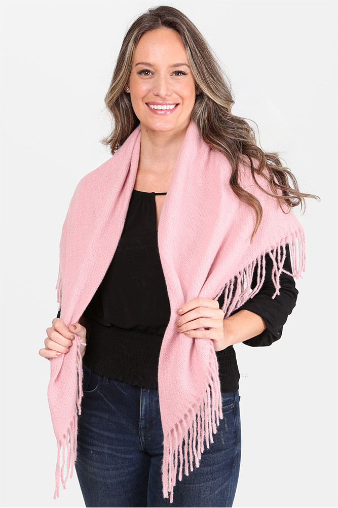 Women's Solid Super Soft Knit Blanket Scarf in Pink
