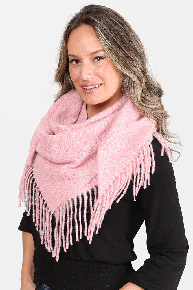 Women's Solid Super Soft Knit Blanket Scarf in Pink