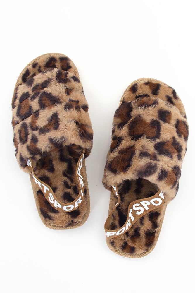 Women's Leopard Faux Fur Slippers — slippers photo 2