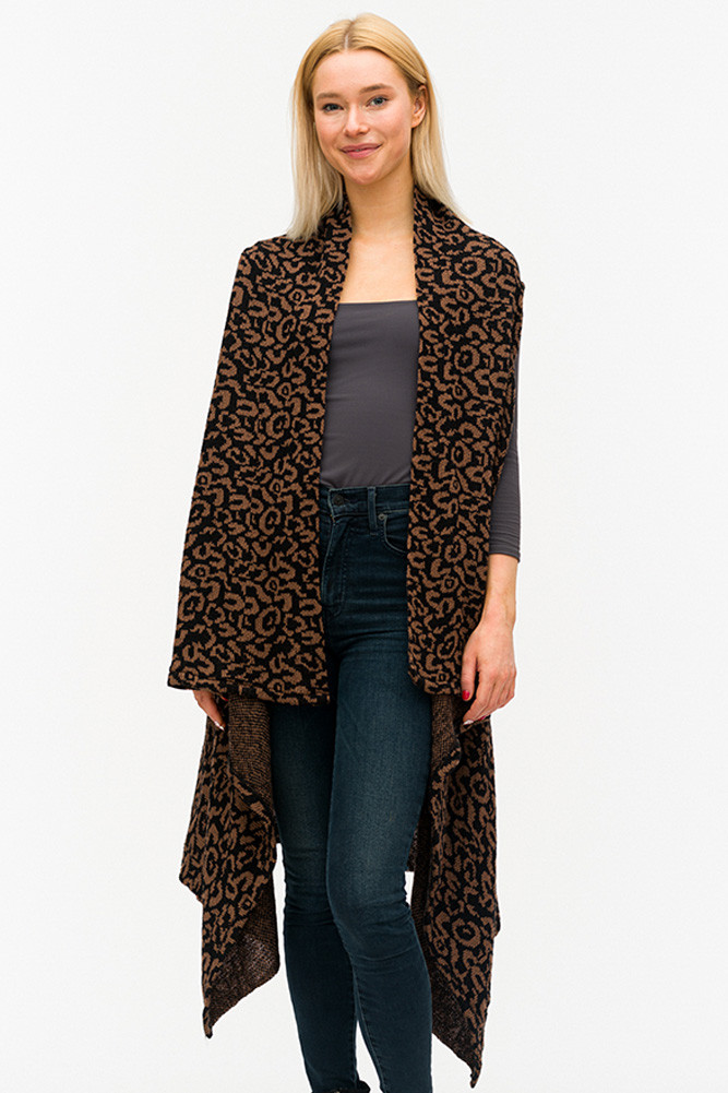 Women's Leopard Pattern Vest in Black Camel by BURACQ