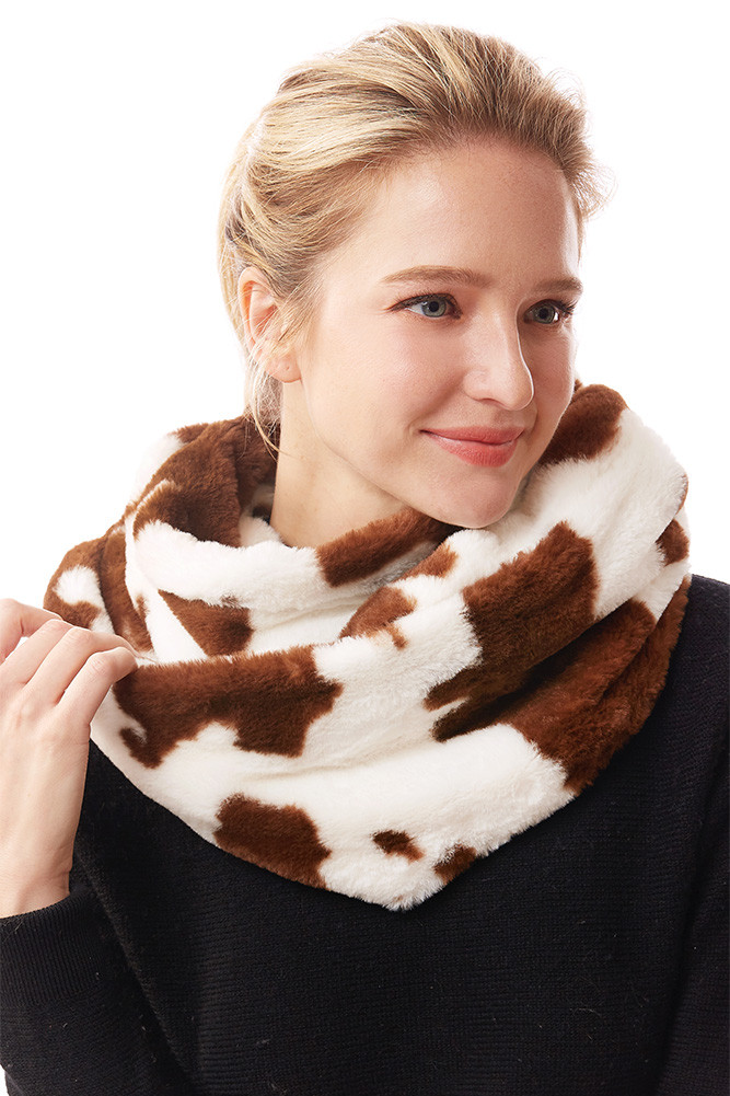 Women's Cow Print Infinity Winter Scarf by BURACQ