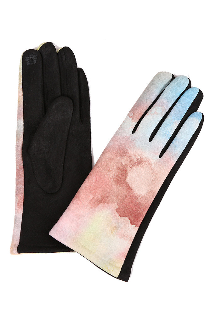 Women's Tie Dye Pattern Smart Gloves in Blue
