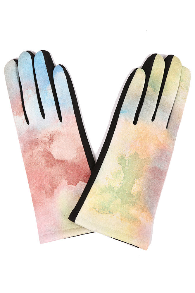 Women's Tie Dye Pattern Smart Gloves in Blue