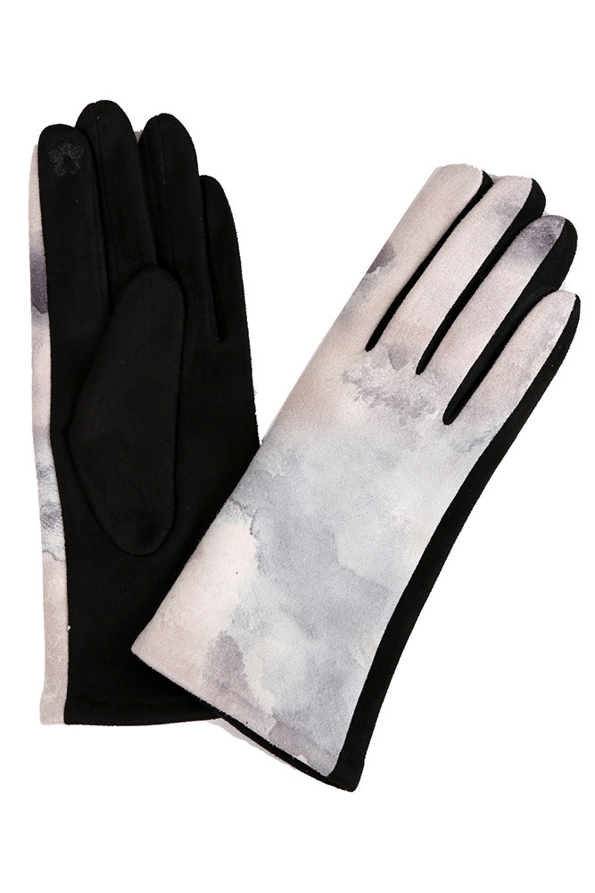 Women's Tie Dye Pattern Smart Gloves in Gray