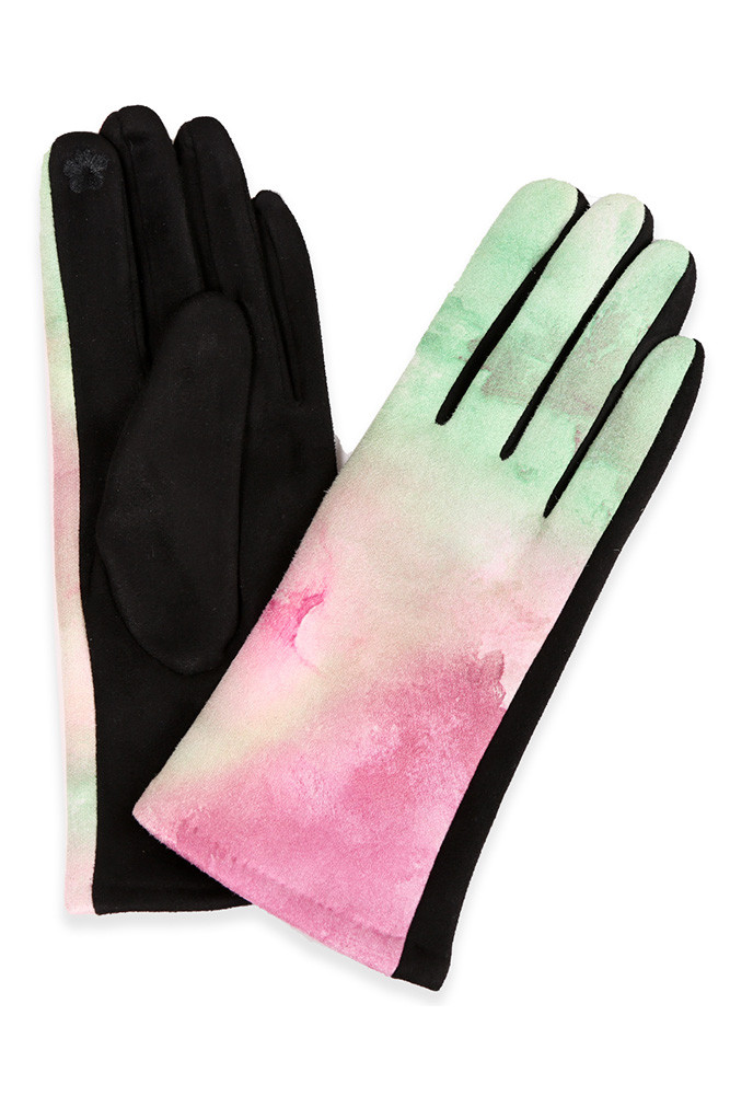 Women's Tie Dye Pattern Smart Gloves in Yellow