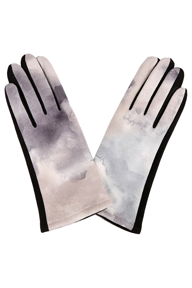 Women's Tie Dye Pattern Smart Gloves in Gray