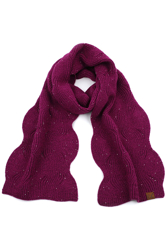 Women's Brioche Cable Pattern Sequin Scarf — scarf photo 3