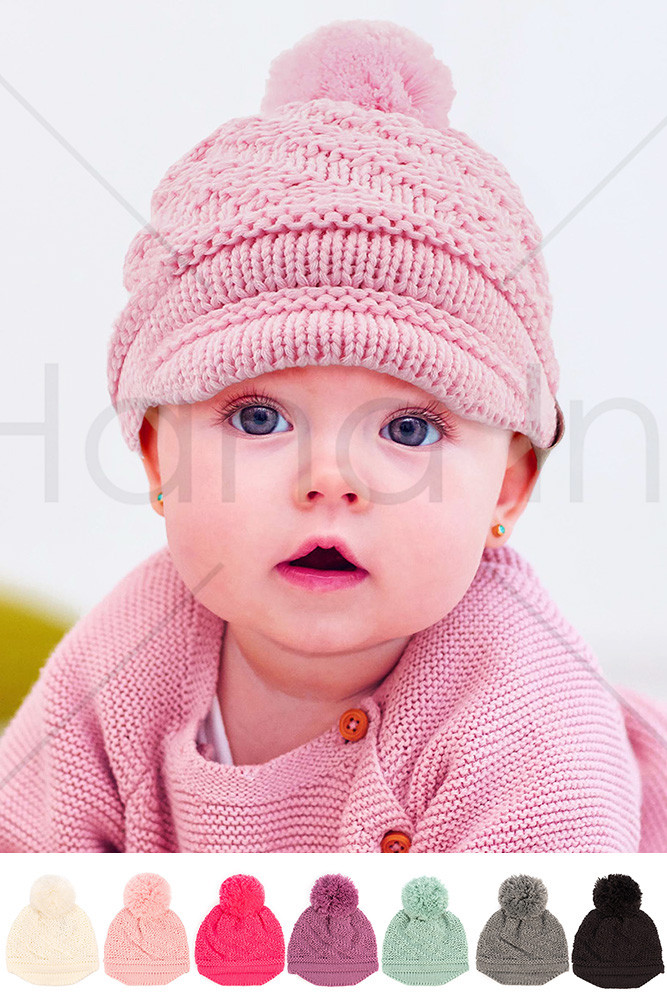 Kids Diagonal Knit Brim Pom Hat by BURACQ