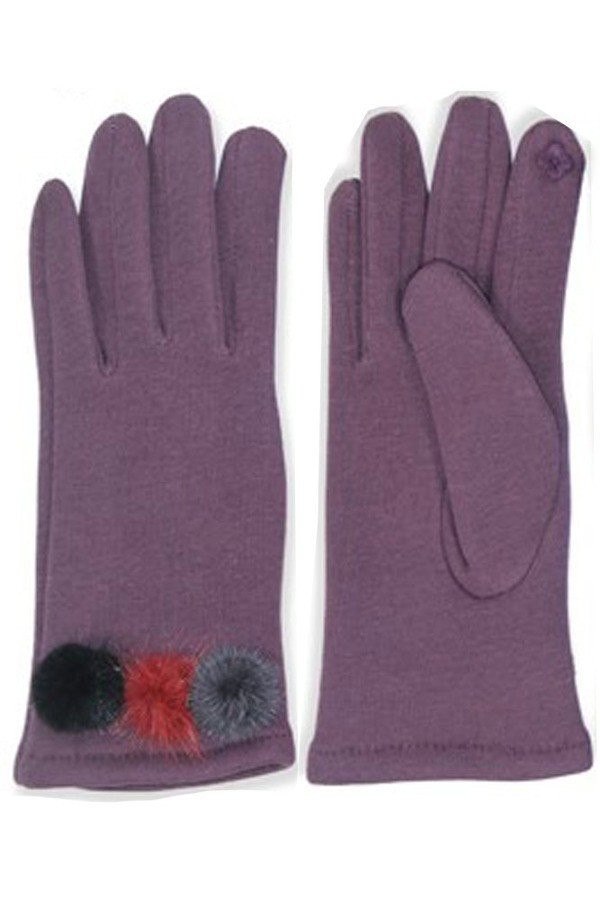Women's Pom Pom Smart Gloves in Purple by BURACQ