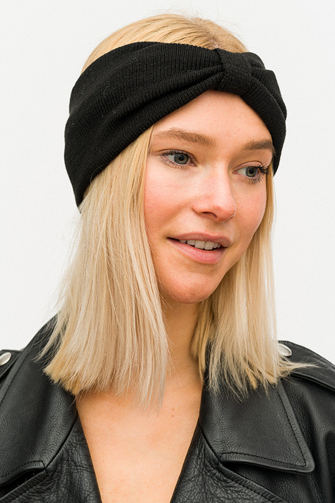 Women's Knit Bow Headwrap in Black by BURACQ