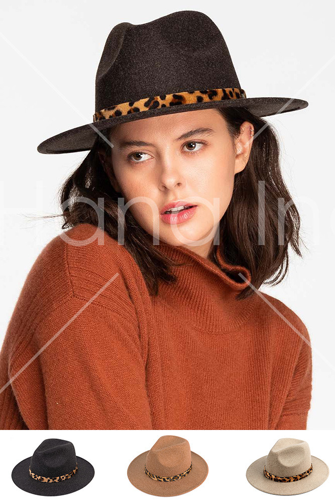 Women's Vegan Felt Heather Color Leopard Hat by BURACQ