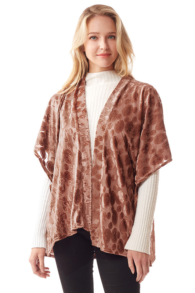 Women's Velvet Burnout Shawl in Brown by BURACQ