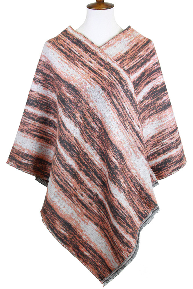 Women's Tie Dye Print Poncho in Pink